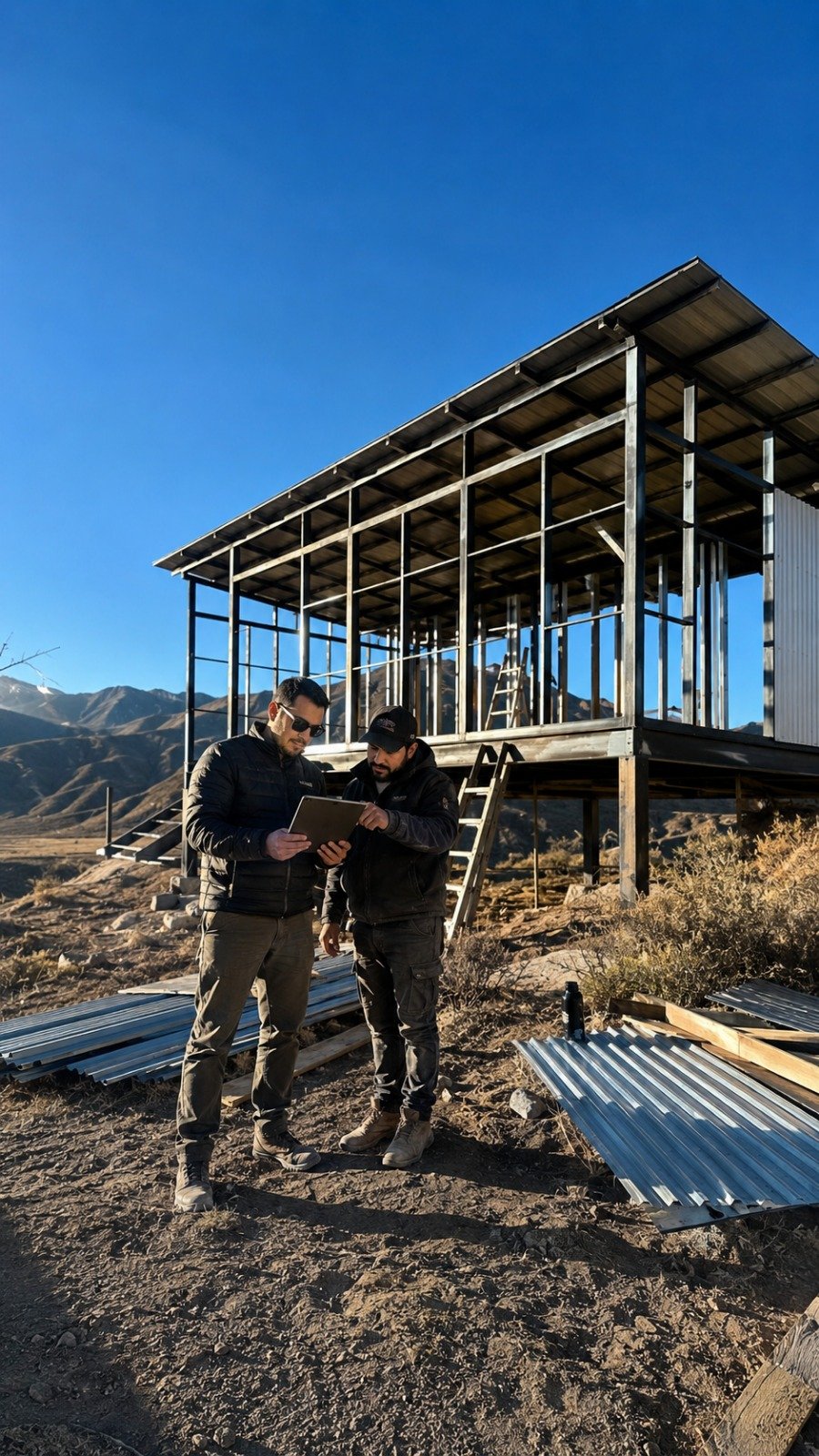 Equipo realizando el montaje de una estructura modular