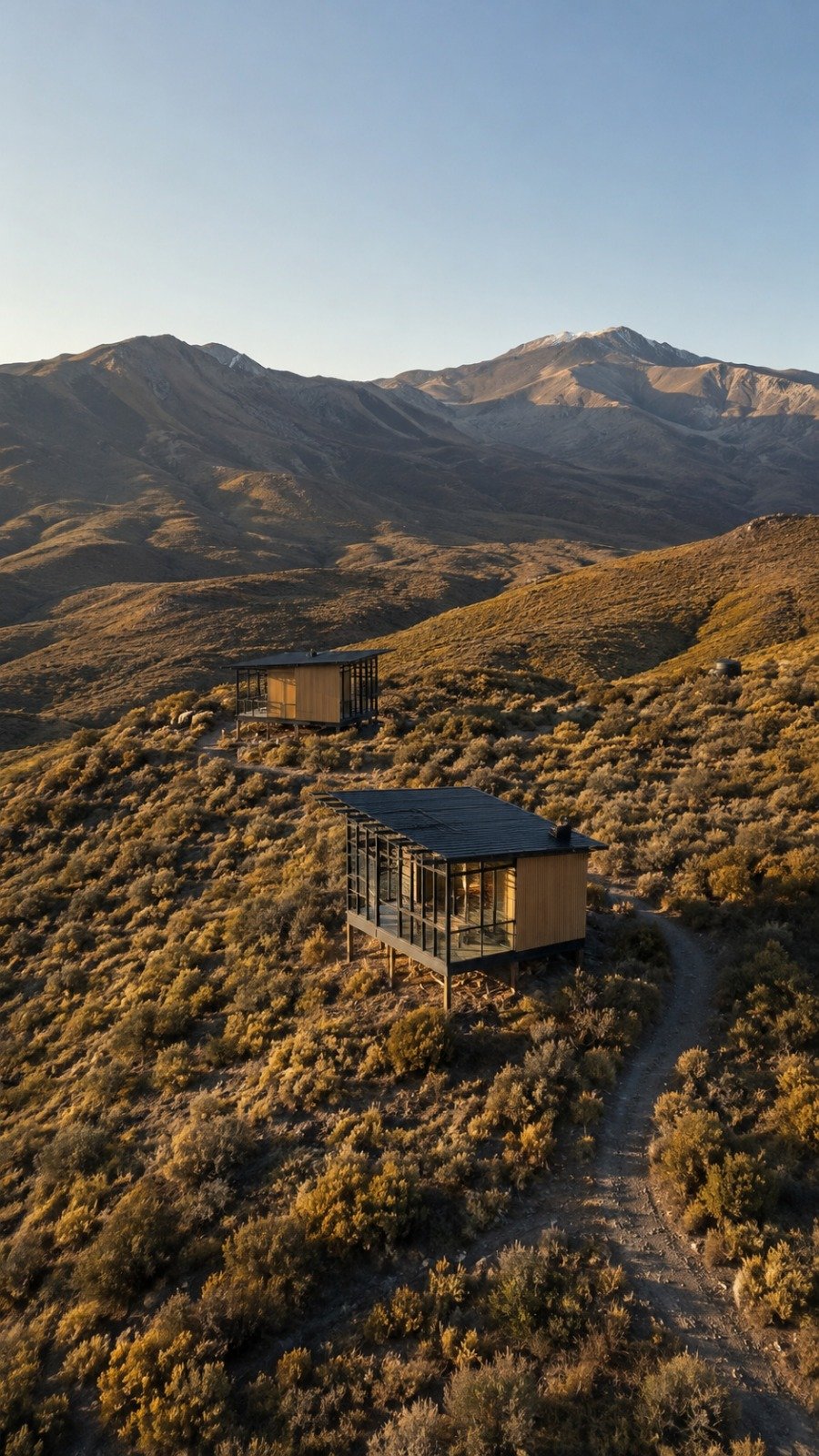 Vivienda modular integrada en un paisaje de montaña